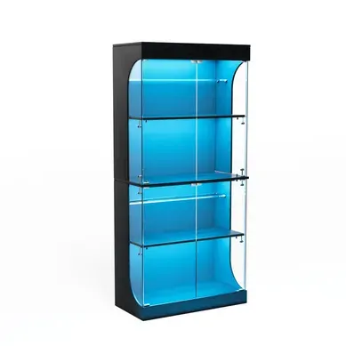 Vitrine 80x35x165 Cm Avec LED Et Capteur Verre Noir Vitrine 80x35x165 Cm Avec LED Et Capteur Verre Noir