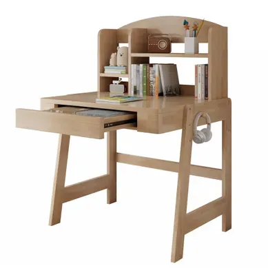 Bureau Enfant 88x60x118cm, Hauteur Réglable, Avec Tiroir Et Rangement, Bois Massif, Naturel Bureau Enfant 88x60x118cm, Hauteur Réglable, Avec Tiroir Et Rangement, Bois Massif, Naturel