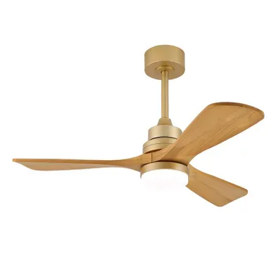 Ventilateur De Plafond Lumineux 42 Pouces, Pales Bois Massif, Moteur Dc Réversible,6 Vitesses,chêne