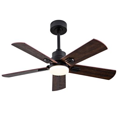 Ventilateur De Plafond Extérieur Lumineux 42 Pouces, 5 Pales Bois, Télécommande, Noir + Noyer Foncé Ventilateur De Plafond Extérieur Lumineux 42 Pouces, 5 Pales Bois, Télécommande, Noir + Noyer Foncé