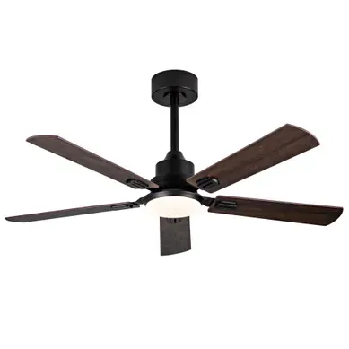 Ventilateur De Plafond Extérieur Lumineux 52 Pouces, 5 Pales Bois, Télécommande, Noir + Noyer Foncé Ventilateur De Plafond Extérieur Lumineux 52 Pouces, 5 Pales Bois, Télécommande, Noir + Noyer Foncé