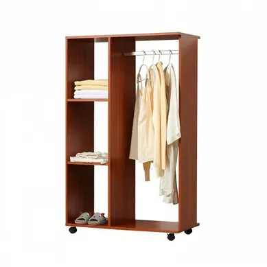Armoire Penderie 80x40x128cm, Avec Penderie Et 3 étagères, Panneau De Particules Mélaminé, Noyer