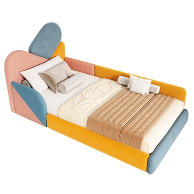 Lit Enfant 90x200 Cm Avec Protection Latérale Velours Multicolore