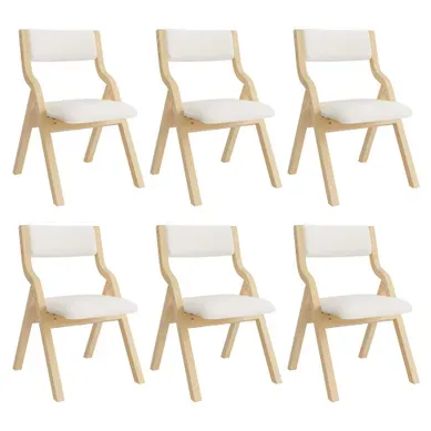 Lot De 6 Chaises De Salle à Manger Pliantes, Structure En Bois Massif, Assise En Lin, Beige Lot De 6 Chaises De Salle à Manger Pliantes, Structure En Bois Massif, Assise En Lin, Beige