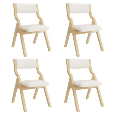 Lot De 4 Chaises De Salle à Manger Pliantes, Structure En Bois Massif, Assise En Lin, Beige Lot De 4 Chaises De Salle à Manger Pliantes, Structure En Bois Massif, Assise En Lin, Beige