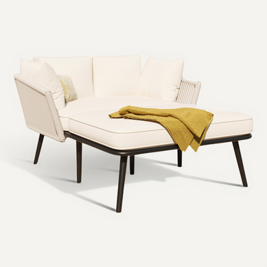 Canapé D'extérieur Jardin Beige En Acier Et Polyester Pour Jardin, Coussins 10 Cm, 130x120 Cm Canapé D'extérieur Jardin Beige En Acier Et Polyester Pour Jardin, Coussins 10 Cm, 130x120 Cm