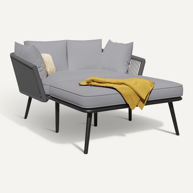 Canapé D'extérieur Jardin Grise En Acier Et Polyester Pour Jardin, Coussins 10 Cm, 130x120 Cm Canapé D'extérieur Jardin Grise En Acier Et Polyester Pour Jardin, Coussins 10 Cm, 130x120 Cm