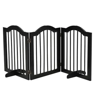 Barrière De Sécurité Pliable Pour Chien 154,5x61x5.8 Cm, En Bois Noir Barrière De Sécurité Pliable Pour Chien 154,5x61x5.8 Cm, En Bois Noir