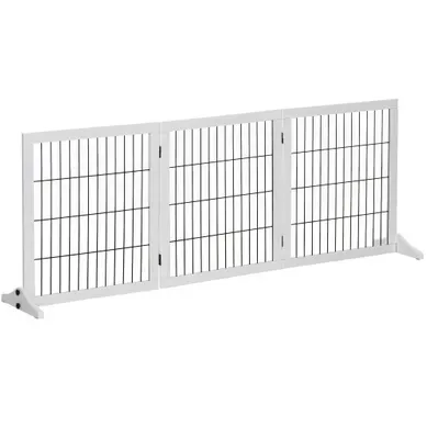 Barrière De Sécurité Pliante Pour Chien 185x36x71 Cm À 3 Panneaux, En Bois Blanc Barrière De Sécurité Pliante Pour Chien 185x36x71 Cm À 3 Panneaux, En Bois Blanc