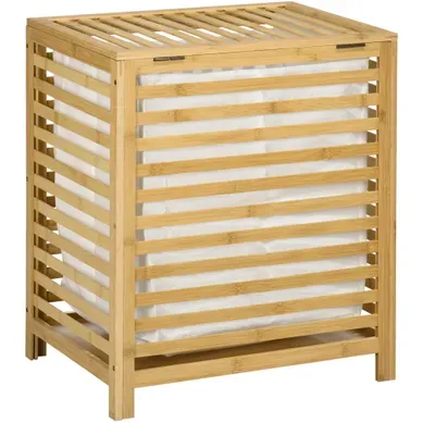 Panier A Linge 50x36x60 Cm En Bambou Naturel Avec Couvercle Et Sac Amovible Panier A Linge 50x36x60 Cm En Bambou Naturel Avec Couvercle Et Sac Amovible