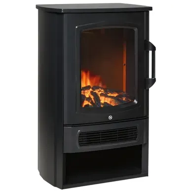 Cheminée Électrique Mobile 44,5x32,1x74 Cm — Flammes Réalistes, Verre Et Métal Noir Cheminée Électrique Mobile 44,5x32,1x74 Cm — Flammes Réalistes, Verre Et Métal Noir