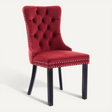 Lot De 2 Chaises De Salle à Manger Velours Bordeaux, Dossier Haut, Pieds En Bois Lot De 2 Chaises De Salle à Manger Velours Bordeaux, Dossier Haut, Pieds En Bois