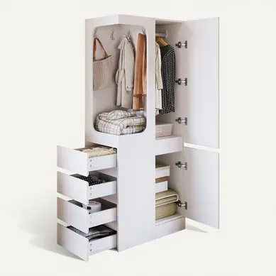 Armoire En Bois De Pin Blanc 70 X 40 X 170 Cm Avec 4 Tiroirs Et 2 Porte Armoire En Bois De Pin Blanc 70 X 40 X 170 Cm Avec 4 Tiroirs Et 2 Porte