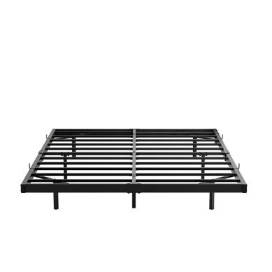 Lit Adulte 140x200 Cm Avec éclairage LED, Ports USB, Cadre En Métal Noir Et Sommier À Lattes
