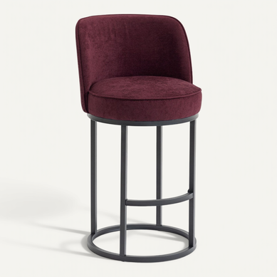 Lot De 2 Tabourets De Bar 88.5x49.5 Cm, En Lin Rouge Bordeaux, Pieds Métal Noir Lot De 2 Tabourets De Bar 88.5x49.5 Cm, En Lin Rouge Bordeaux, Pieds Métal Noir