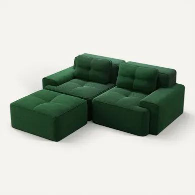 Canapé D’angle Modulable 204x177x 69 Cm 2 Places Vert, 2 Coussins Et Pouf, Sans Montage Canapé D’angle Modulable 204x177x 69 Cm 2 Places Vert, 2 Coussins Et Pouf, Sans Montage