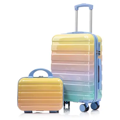 Set De Valise Cabine 20'' Avec Trousse Beauté 14'' Jaune
