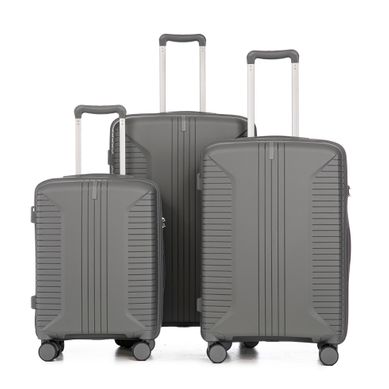 Set De 3 Valises 20/24/28'' En Pp Argent Avec Roulettes 360°