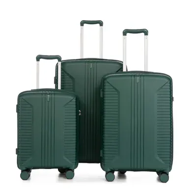 Set De 3 Valises Rigides 20/24/28 Pouces En Pp Vert Émeraude