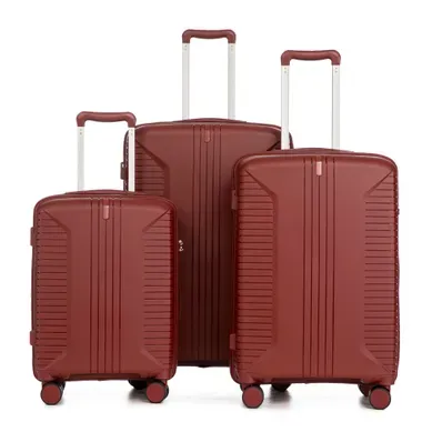Set De 3 Valises 20/24/28 Pouces En Pp Rouge Avec Serrure à Combinaison