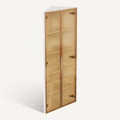 Vitrine D’angle LED 62x35x160 Cm Blanche En Verre Avec 2 Portes à Fermeture Douce Vitrine D’angle LED 62x35x160 Cm Blanche En Verre Avec 2 Portes à Fermeture Douce