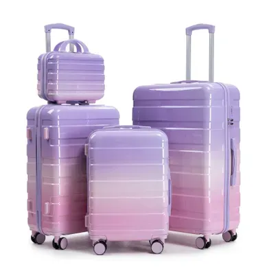 Set De 4 Valises Rigides PC 14/20/24/28 Pouces Violettes Avec Serrure À Code Set De 4 Valises Rigides PC 14/20/24/28 Pouces Violettes Avec Serrure À Code