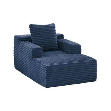 Méridienne compressé 117x81x50 Cm En Velours Côtelé Bleu, Sans Montage Méridienne compressé 117x81x50 Cm En Velours Côtelé Bleu, Sans Montage