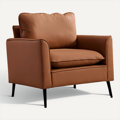 Fauteuil 80x68x80 Cm En Simili Marron Avec Accoudoirs, Style Nordique Rétro Fauteuil 80x68x80 Cm En Simili Marron Avec Accoudoirs, Style Nordique Rétro