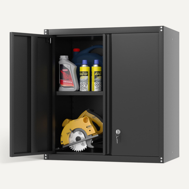 Armoire Verrouillable Murale En Métal Noir Avec 2 Portes Et Étagère Réglable Armoire Verrouillable Murale En Métal Noir Avec 2 Portes Et Étagère Réglable