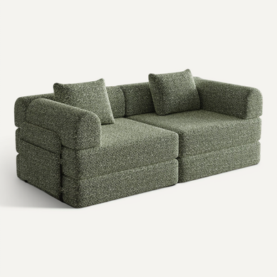 Canapé Convertible 2 Place Modulable Tissu Chenille Vert Avec Rangement Accoudoir, Cadres Métal Canapé Convertible 2 Place Modulable Tissu Chenille Vert Avec Rangement Accoudoir, Cadres Métal