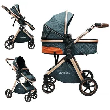 Poussette 2-en-1 Avec Nacelle Réversible Et Détachable, Pliage Compact, Bleu Antique Poussette 2-en-1 Avec Nacelle Réversible Et Détachable, Pliage Compact, Bleu Antique