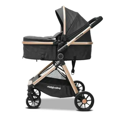Poussette 2-en-1 Compacte Noir Antique, Siège Réversible, Canopy Réglable Poussette 2-en-1 Compacte Noir Antique, Siège Réversible, Canopy Réglable
