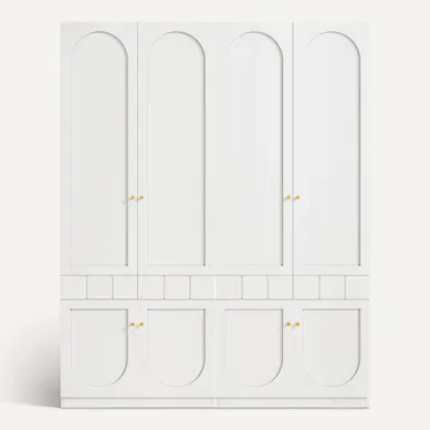 Lot De 2 Armoires Blanches 160x50x200 Cm Avec Penderie, 8 Portes Et Tiroirs Lot De 2 Armoires Blanches 160x50x200 Cm Avec Penderie, 8 Portes Et Tiroirs