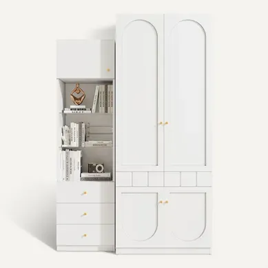 Ensemble Armoire 80x50x200 Cm Et Bibliothèque 50x40x180 Cm Blanc Avec 5 Portes Et 5 Tiroirs Ensemble Armoire 80x50x200 Cm Et Bibliothèque 50x40x180 Cm Blanc Avec 5 Portes Et 5 Tiroirs