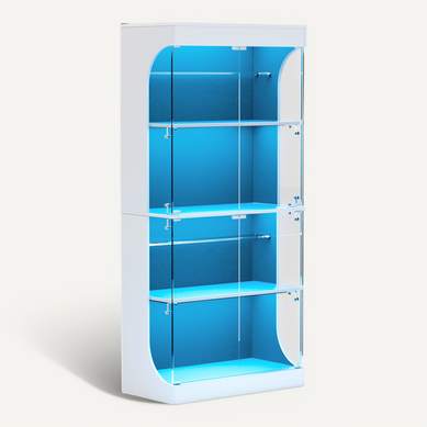 Vitrine Blanche 80x35x165 Cm Avec LED, USB/type-c Et Portes Vitrées Vitrine Blanche 80x35x165 Cm Avec LED, USB/type-c Et Portes Vitrées