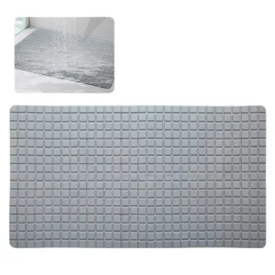 Tapis De Bain 70x40 Cm Antidérapant Gris à Motifs Carreaux, Pour Salle De Bain