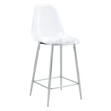 Lot De 2 Tabourets De Bar 43x51x102 Cm Transparents Avec Cadre En Métal Argenté