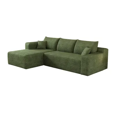 Canapé Compressé D'angle Modulable 241x151x84 Cm 3 Places Velours Côtelé Vert