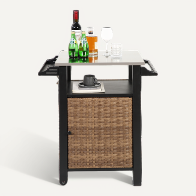 Desserte De Cuisine Avec Roulettes 1 Porte 1 Tiroir Plateau Extensible Métal Marron Extérieur Desserte De Cuisine Avec Roulettes 1 Porte 1 Tiroir Plateau Extensible Métal Marron Extérieur
