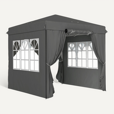 Kiosque De Jardin Pliant Avec 4 Parois Uv Gris Foncé