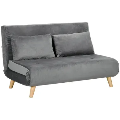 Fauteuil Convertible - Dossier Réglable - Polyester - Gris - 72 X 78 X 79 Cm