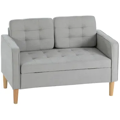 Canapé Droit - 2 Places - Coffre Sous Assise - Velours - Gris Clair - 117 X 62 X 78 Cm Canapé Droit - 2 Places - Coffre Sous Assise - Velours - Gris Clair - 117 X 62 X 78 Cm