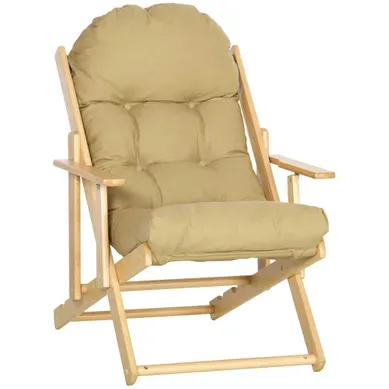 Fauteuil Relax Pliable - Dossier Réglable 3 Positions - Coussin Amovible - Marron Fauteuil Relax Pliable - Dossier Réglable 3 Positions - Coussin Amovible - Marron