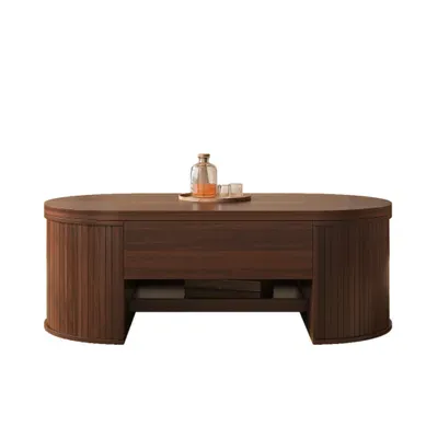 Table Basse Relevable - Avec Rangement Caché Et Tablette Coulissante - Mdf - Noyer Naturel Table Basse Relevable - Avec Rangement Caché Et Tablette Coulissante - Mdf - Noyer Naturel