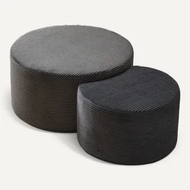 Table Basse Ronde 2 Pièces, Ensemble Avec Mousse Et Pouf Sans Montage, Tissu, 127×81×40 Cm, Noir Table Basse Ronde 2 Pièces, Ensemble Avec Mousse Et Pouf Sans Montage, Tissu, 127×81×40 Cm, Noir