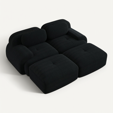 Canapé 2 Places - Sans Montage, 2 Poufs, Accoudoirs Ergonomiques, Velours Côtelé, Noir Canapé 2 Places - Sans Montage, 2 Poufs, Accoudoirs Ergonomiques, Velours Côtelé, Noir