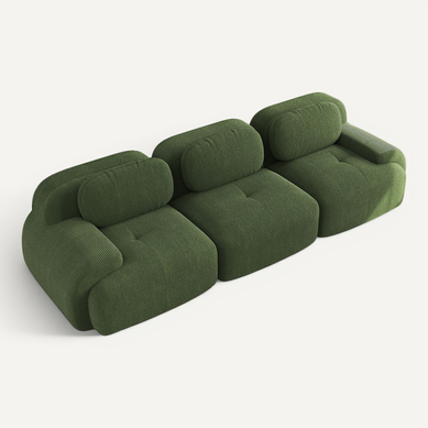 Canapé Modulable 3 Places - Sans Montage, Accoudoirs Ergonomiques, Velours Côtelé Vert