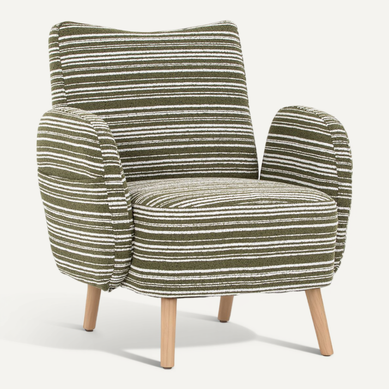 Fauteuil Moderne En Tissu Bouclé à Motif Rond, Poche Latérale Et Pieds En Bois – Vert Olive Fauteuil Moderne En Tissu Bouclé à Motif Rond, Poche Latérale Et Pieds En Bois – Vert Olive