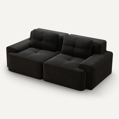 Canapé 2 Places Modulable, Sans Assemblage, Assise Profonde Et Confortable, Velours Côtelé Noir Canapé 2 Places Modulable, Sans Assemblage, Assise Profonde Et Confortable, Velours Côtelé Noir