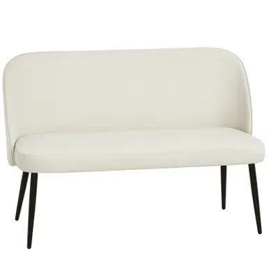Canapé Droit 2 Places Design Avec Dossier Courbé, Pieds Réglables, Métal Beige 127 X 63 X 84,5 Cm